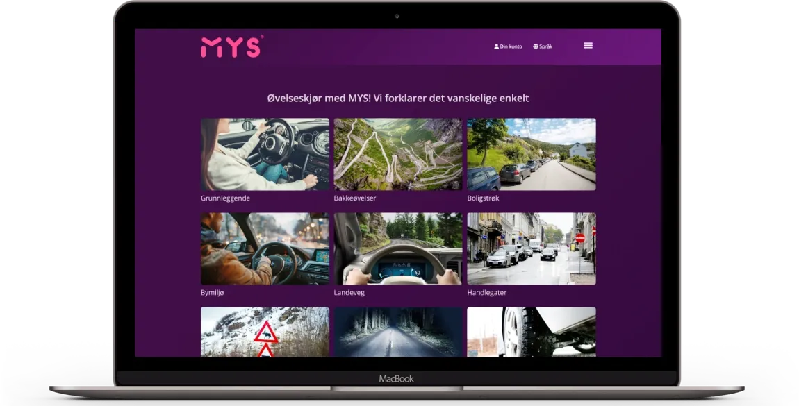 MYS-videoleksjonar vist på ein laptop